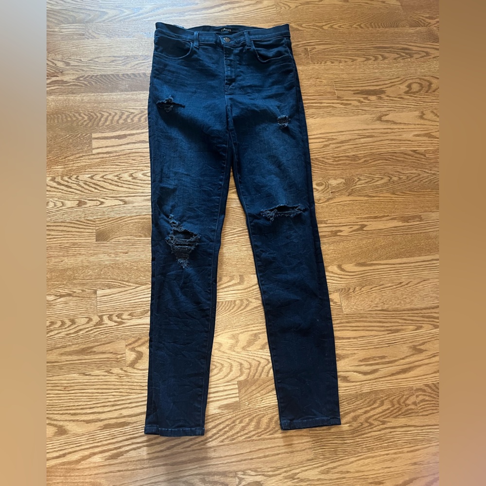Jbrand Skinny Jeans, distressed dark blue, size 29